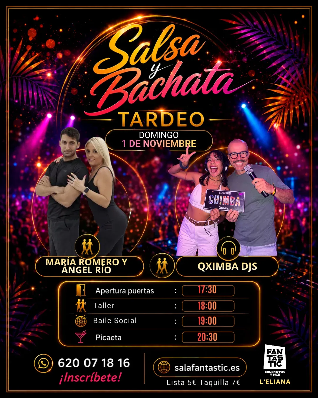 Tardeo de Salsa&Bachata – María Romero y Ángel Río + QXimba DJs